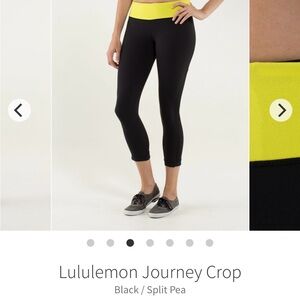 Lululemon Black and Yellow Journey Crop Leggings